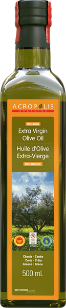 ACROPOLIS Certified Organic Olive Oil 500ml / 17oz|ACROPOLIS Huile d’olive extra vierge organique certifiée 500ml / 17oz